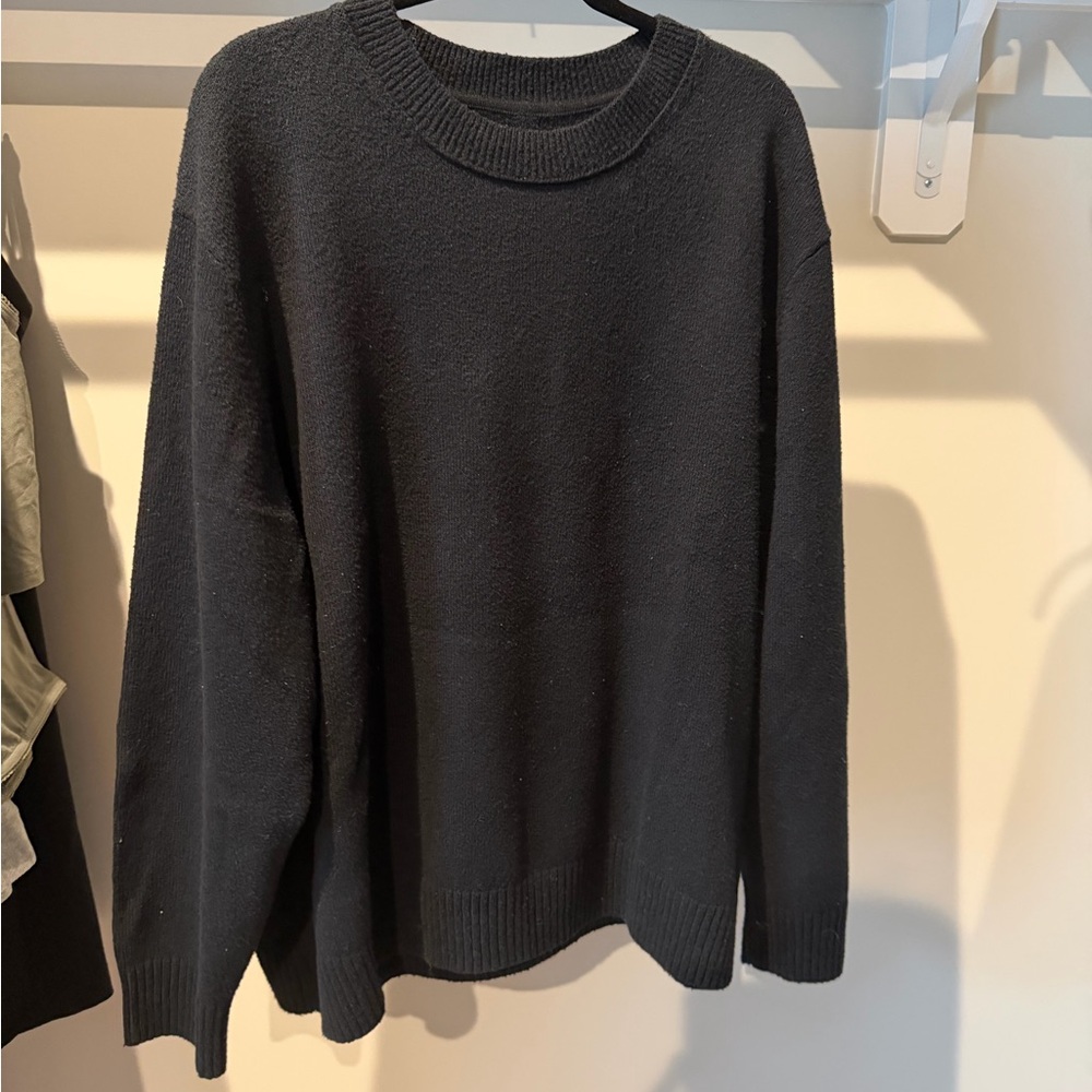 Lululemon Boiled Wool Classic Black Crewneck Sweater — XXL